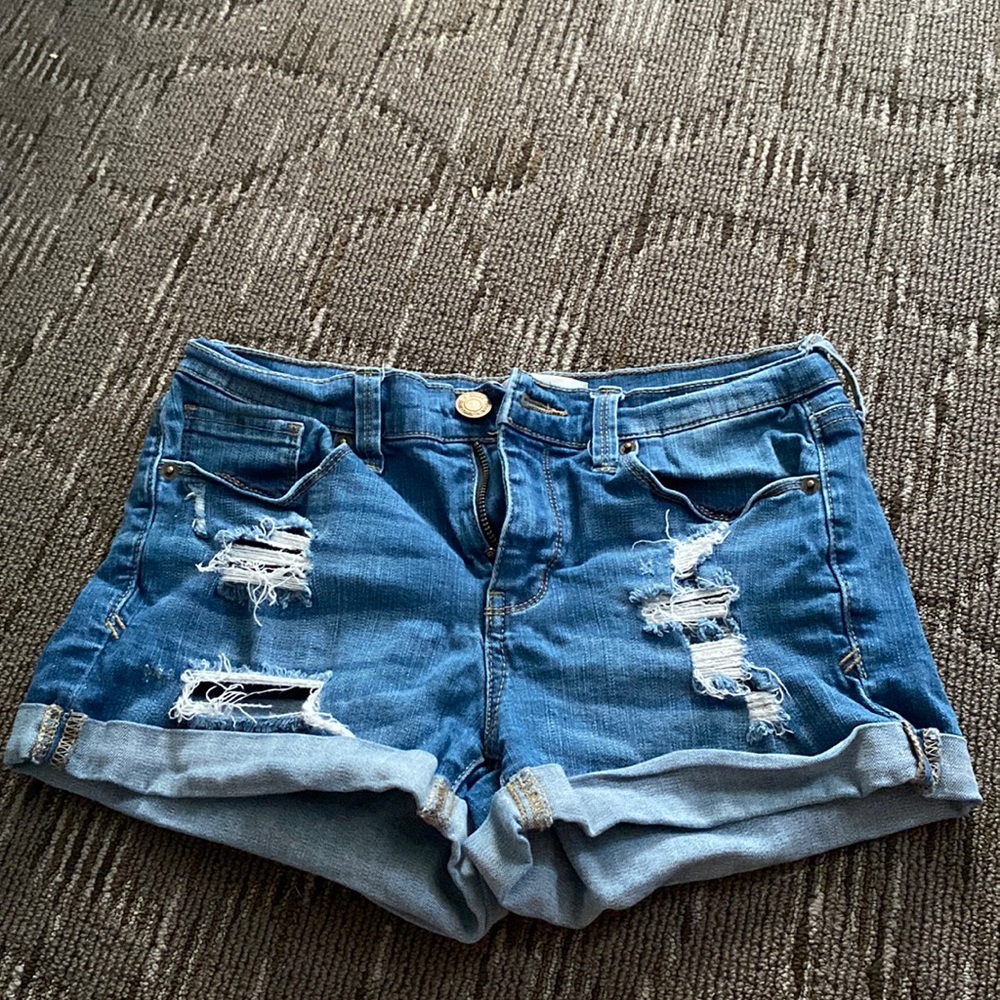 MUDD FLEX Stretch size 3 blue denim ripped shorts
